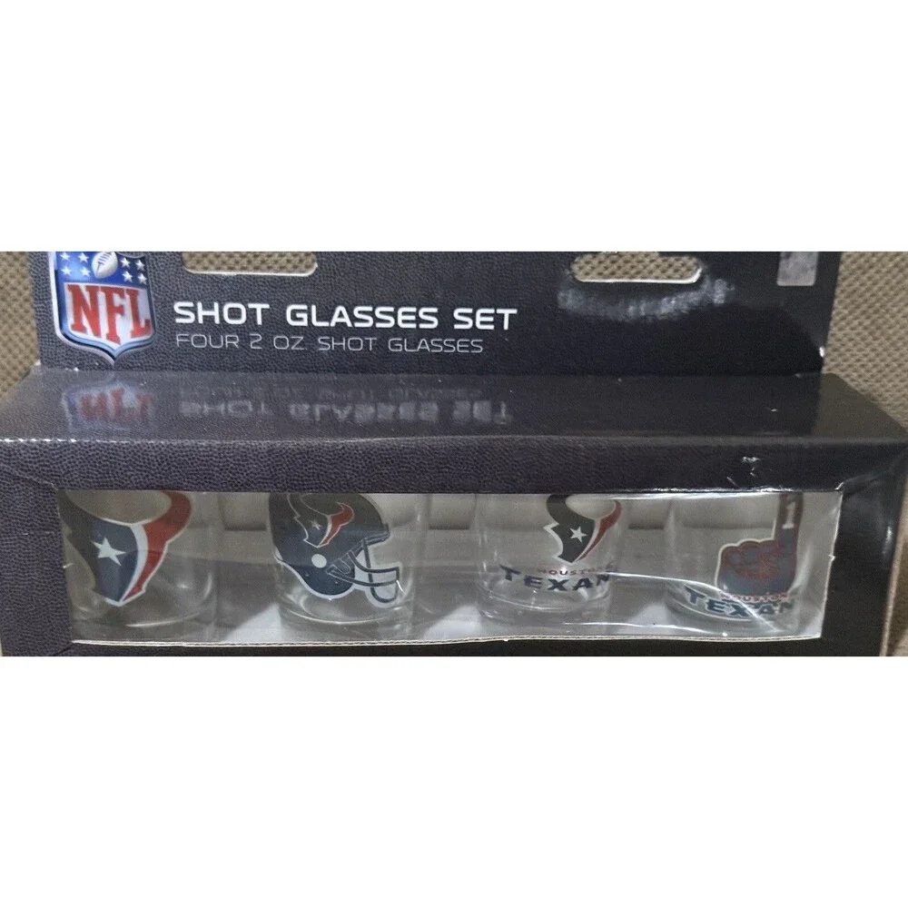 NFL Houston Texans 4 Pack [2oz.] Shot Glass Boxed Set - 657175464481 - Brand New
